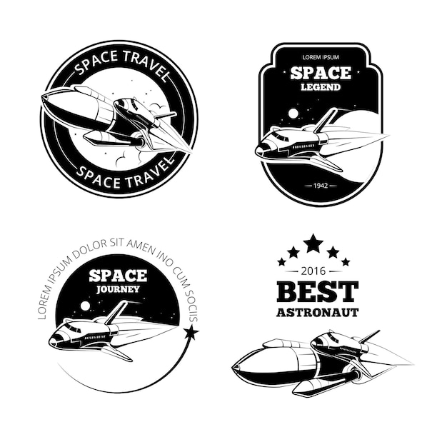 Gratis vector vintage astronaut etiketten, insignes en emblemen