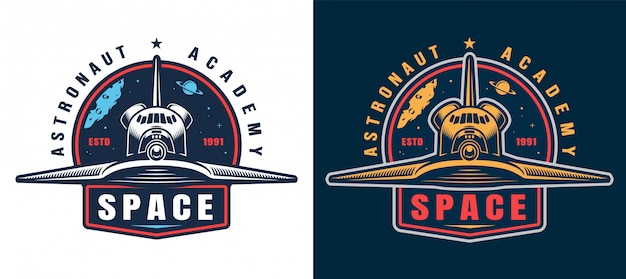 Gratis vector vintage astronauten academie embleem set