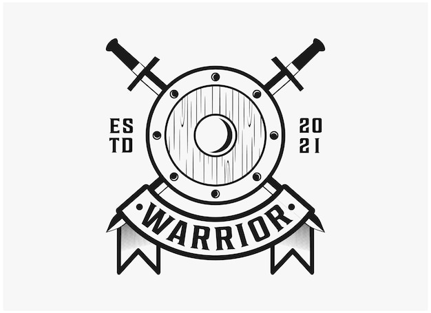 Vintage badge krijger logo inspiratie