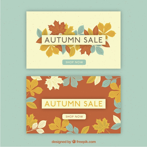 Vintage banners met herfst aanbiedingen