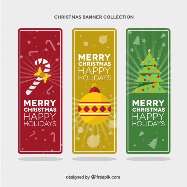 Gratis vector vintage banners set van kerst