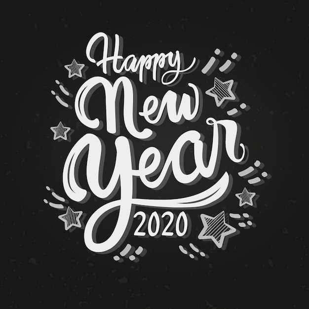 Gratis vector vintage belettering gelukkig nieuw jaar 2020