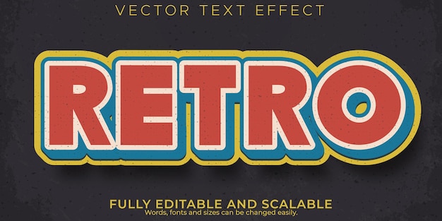 Gratis vector vintage bewerkbaar teksteffect, retro en klassieke tekststijl