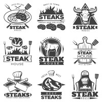 Vintage biefstuk logo set