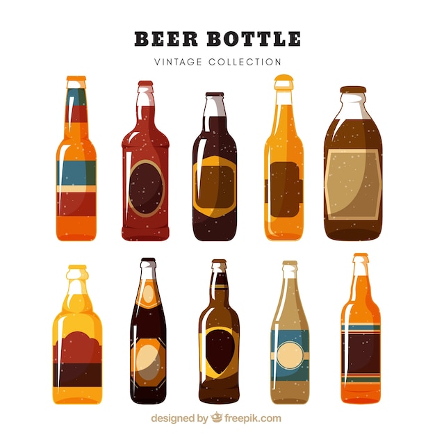 Gratis vector vintage bierfles collectie