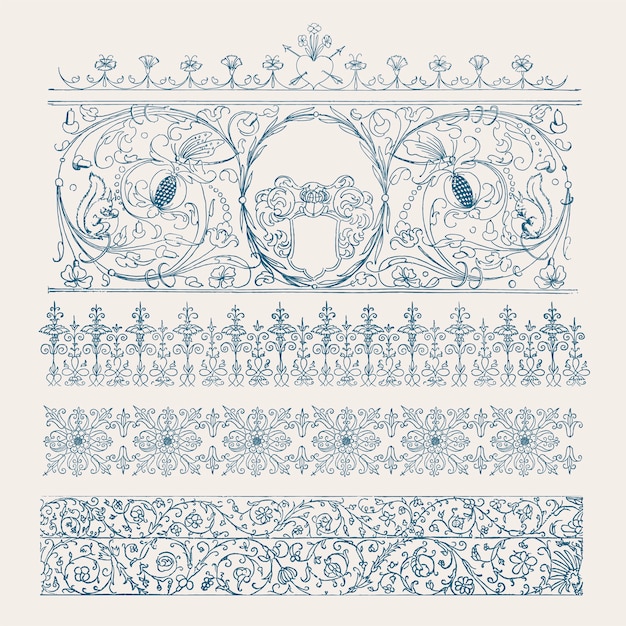 Gratis vector vintage bloeien ornament illustratie