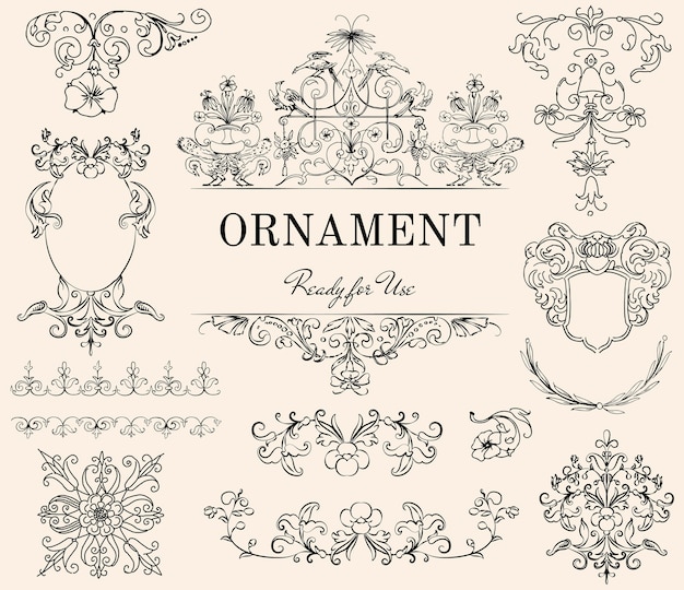 Vintage bloeien ornament illustratie