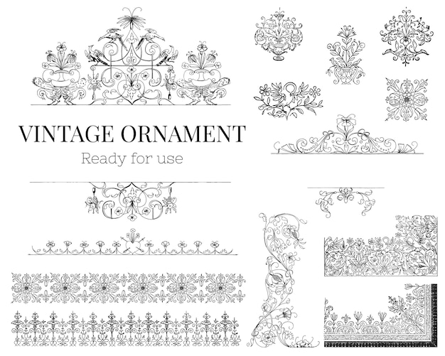 Vintage bloeien ornament illustratie