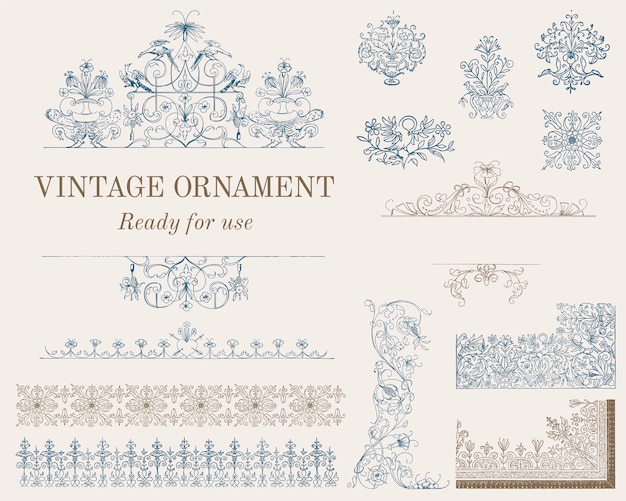 Vintage bloeien ornament illustratie