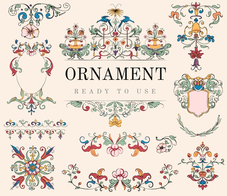 Gratis Vector vintage bloeien ornament illustratie