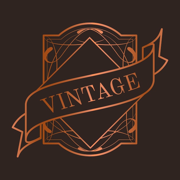Vintage bronzen art nouveau badge vector