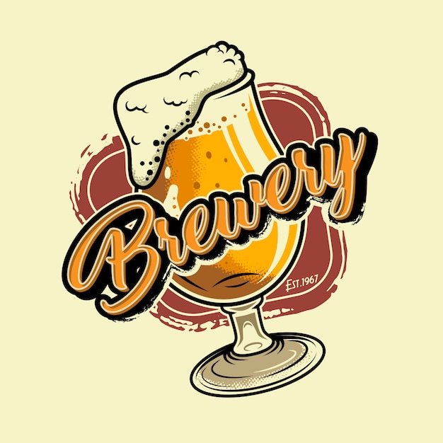 Gratis vector vintage brouwerij kleurrijke illustratie