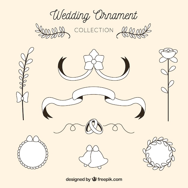 Gratis vector vintage bruiloft ornament collectie