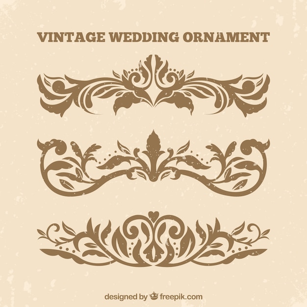 Gratis vector vintage bruiloft ornamenten collectie