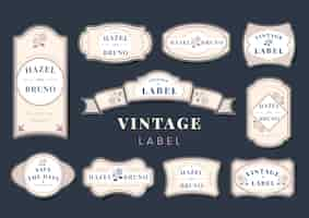 Gratis vector vintage bruiloft uitnodiging label vector set