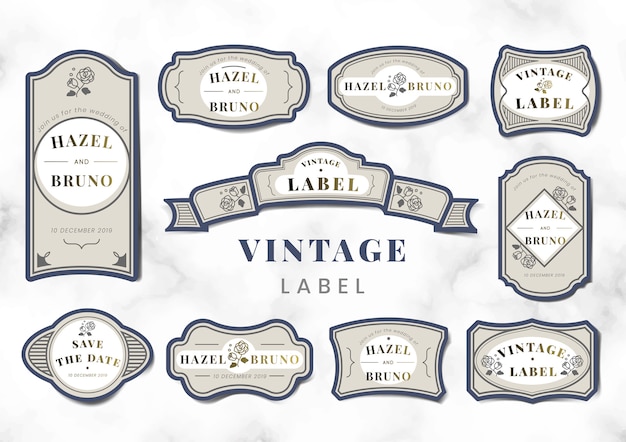 Vintage bruiloft uitnodiging label vector set