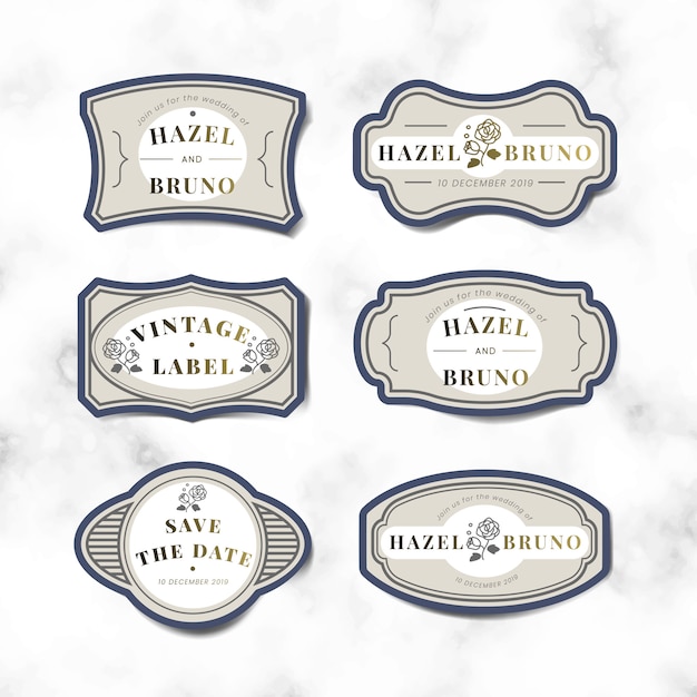 Vintage bruiloft uitnodiging label vector set