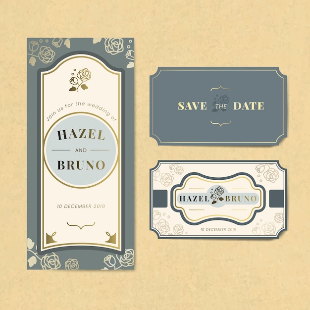 Vintage bruiloft uitnodiging label vector set