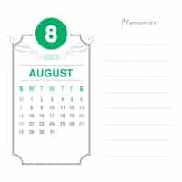 Gratis vector vintage calendar augustus 2016