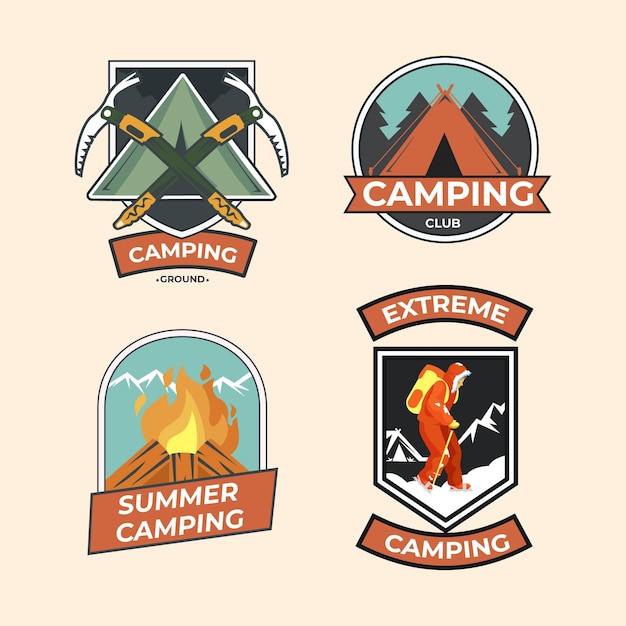 Gratis vector vintage camping badges collectie