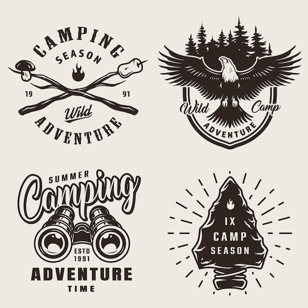 Vintage camping emblemen