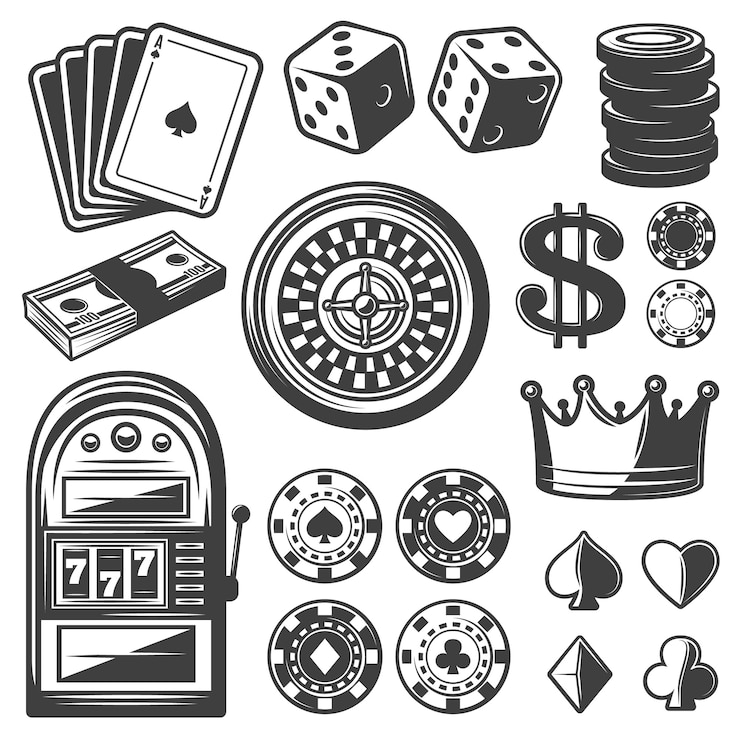 Gratis Vector vintage casino-elementen instellen