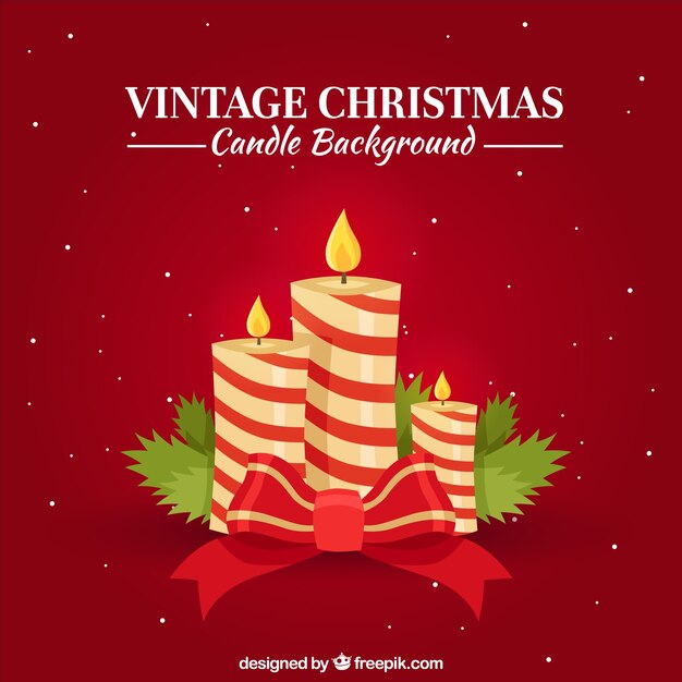 Vintage christmas kaars achtergrond in het rood