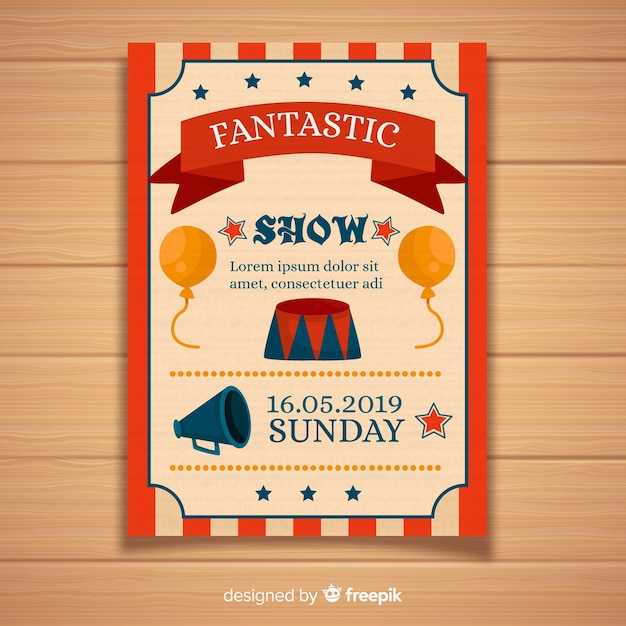 Gratis vector vintage circus feest uitnodigingskaart