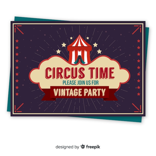 Vintage circus partij uitnodiging kaartsjabloon