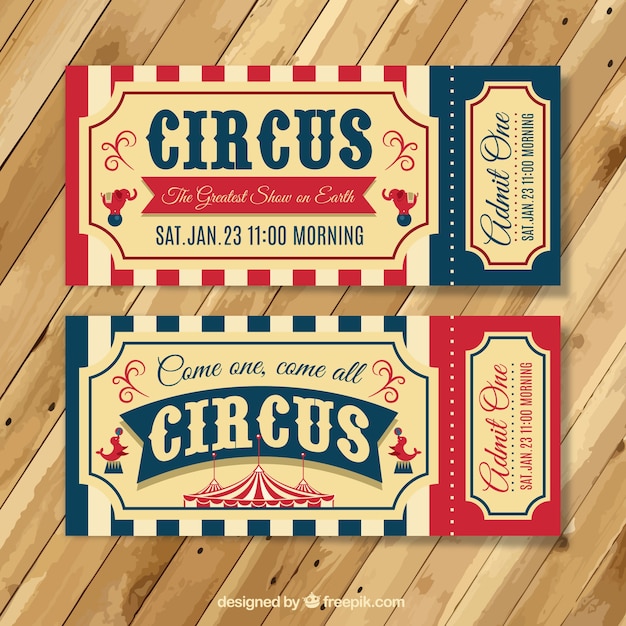 Vintage circus tickets