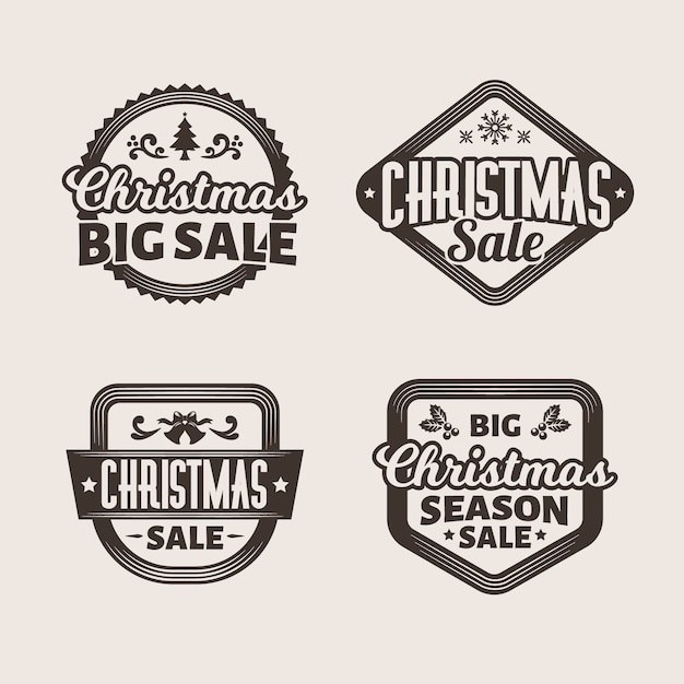 Gratis vector vintage collectie kerstmarkeringen