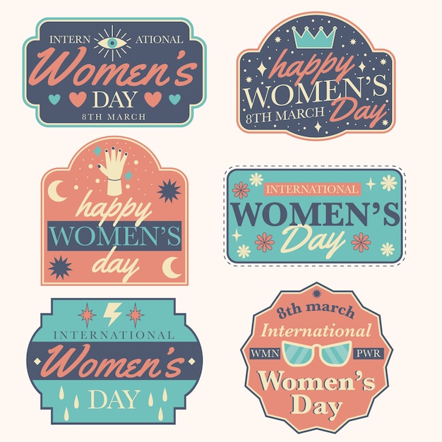 Gratis vector vintage dames dag badge collectie