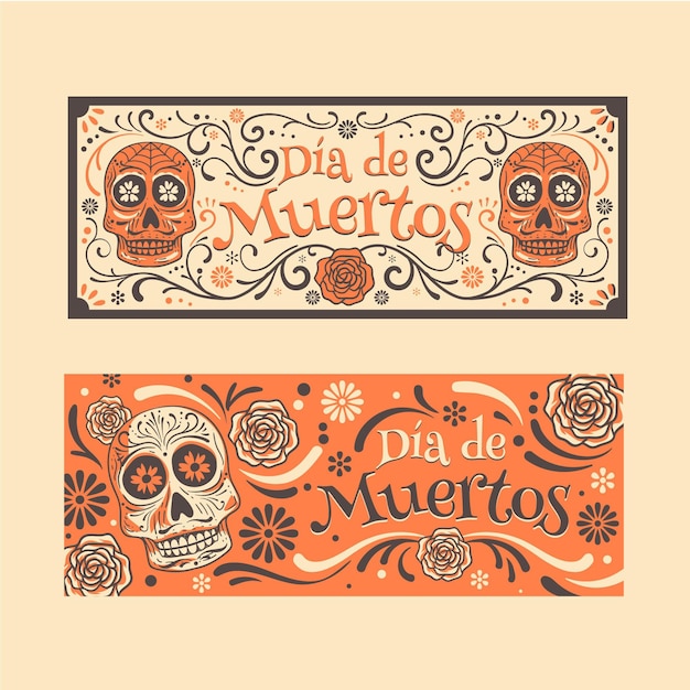 Gratis vector vintage design dag van de dode banners