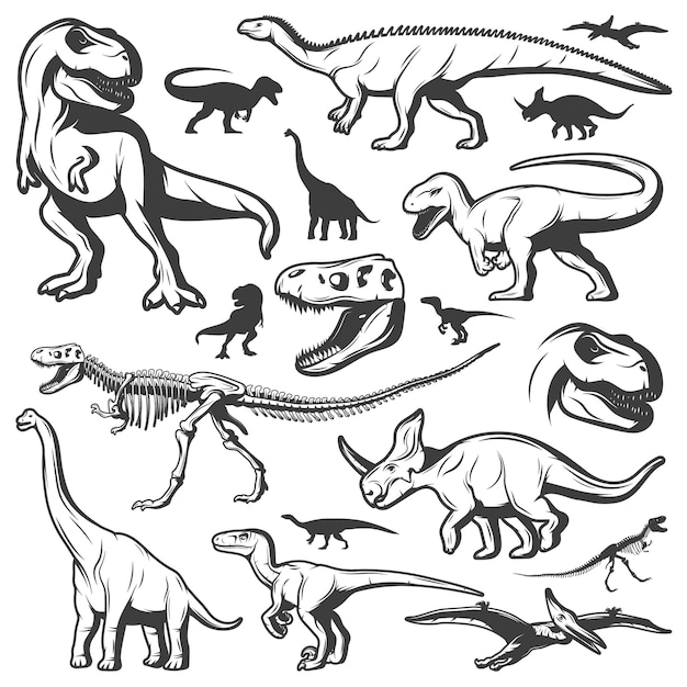 Gratis vector vintage dinosaurussen collectie