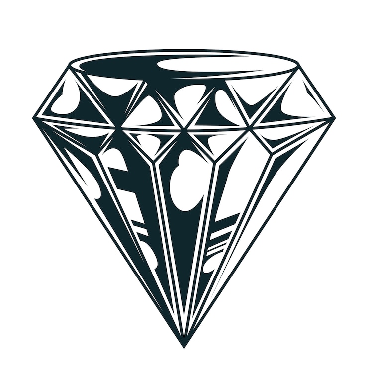 Gratis Vector vintage elegante diamant zwart-wit concept