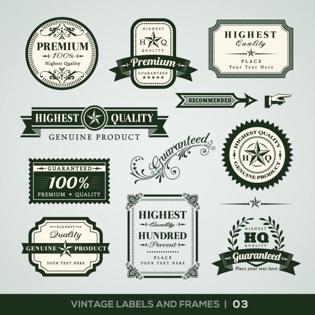 Gratis vector vintage etiketten en frames inzameling