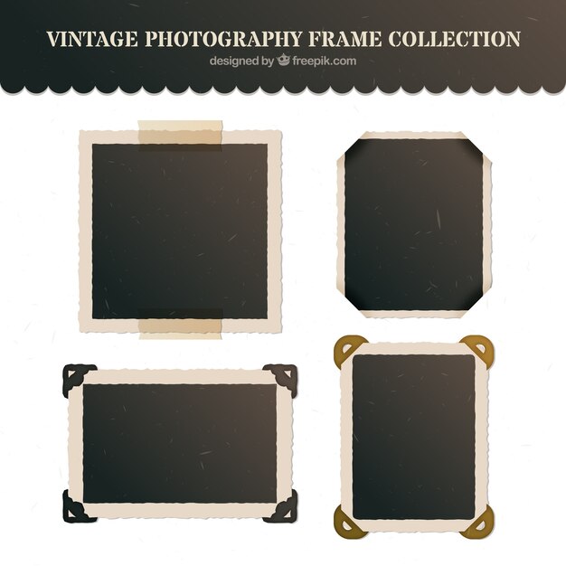 Vintage fotografie frames in plat design