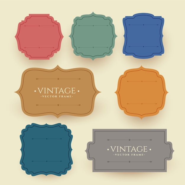 Gratis vector vintage framelabels in retro kleuren