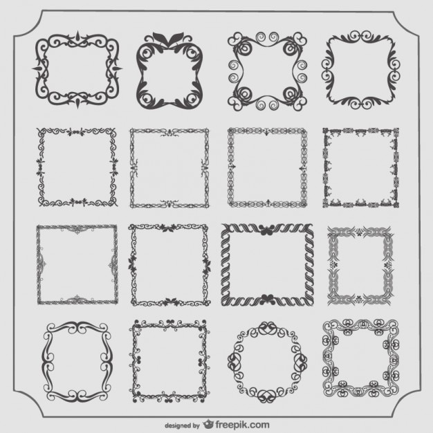 Vintage frames vector set