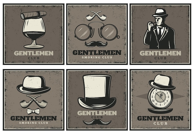 Vintage gentleman club-brochures