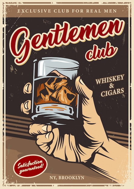 Gratis vector vintage gentlemen club advertentiesjabloon