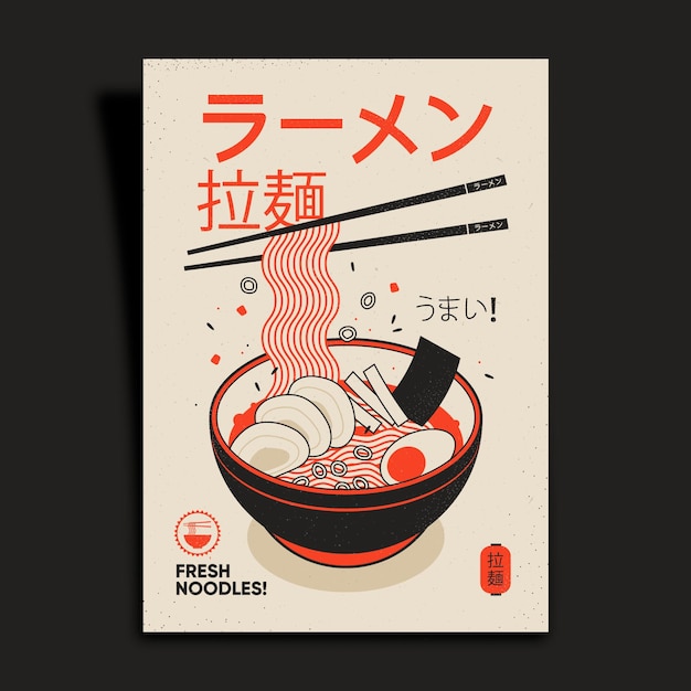 Vintage geometrische ramen noodle poster