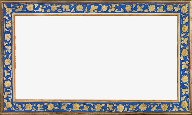 Gratis vector vintage goud en blauw rechthoek frame
