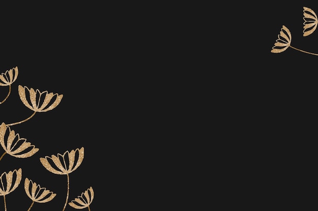 Vintage gouden bloem hoekframe op zwart, remix van kunstwerken van Samuel Jessurun de Mesquita
