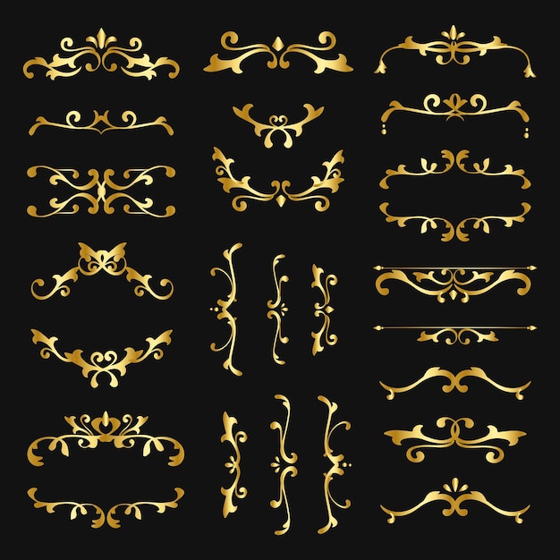 Gratis vector vintage gouden filigraan ornament vector collectie