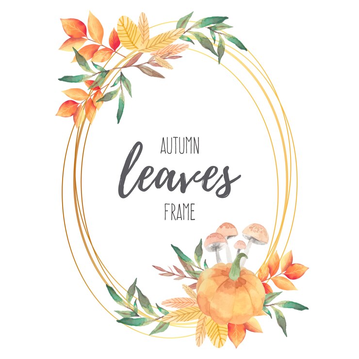 Gratis Vector vintage gouden frame met herfst natuurelementen