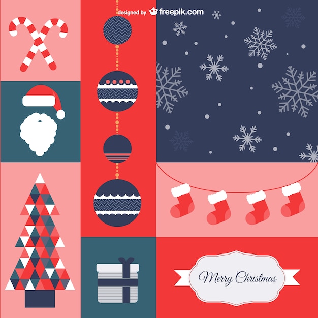 Gratis vector vintage grafische kerstmis middelen