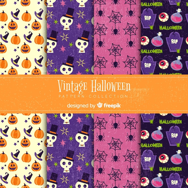 Gratis vector vintage halloween patrooninzameling