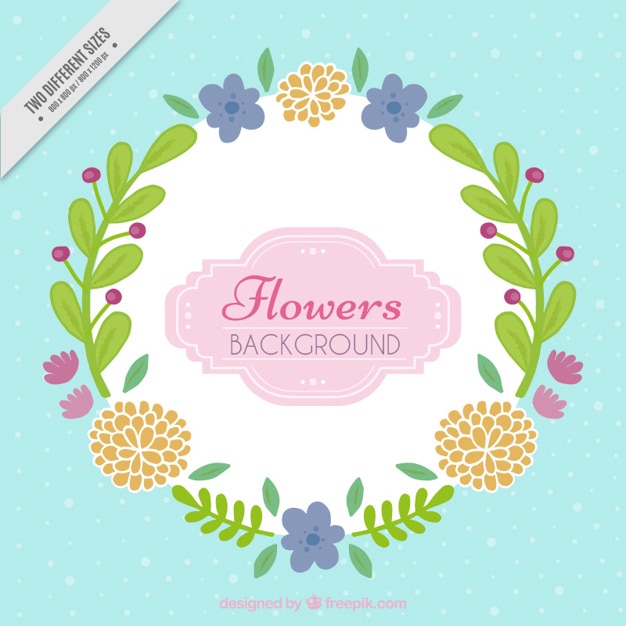 Gratis vector vintage hand getekende bloemen krans achtergrond