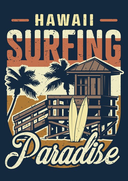 Vintage Hawaii surfen kleurrijke poster